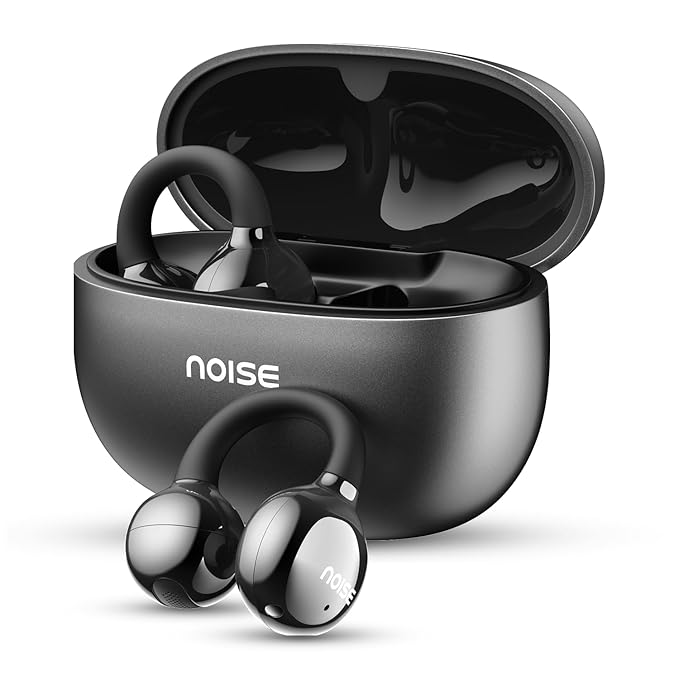 Noise Air Clips Wireless Open Ear Earbuds with Chrome Finish, AirWave™ Technology,Up-to 40H Playtime, Dual Device Pairing, Quad Mic with ENC,12mm Driver,BTv5.4