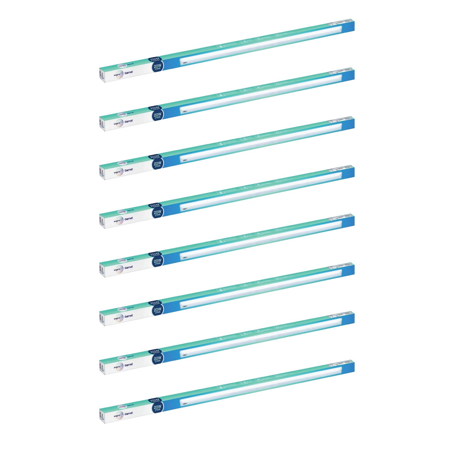 wipro Garnet 20W LED Batten for Living Room & Bedroom | 4 Ft |Cool Day white (6500K) | 2000 Lumen | Bright & Energy Efficient Tubelight for Home, Office, Showroom & Parking Lot| Pack of 8