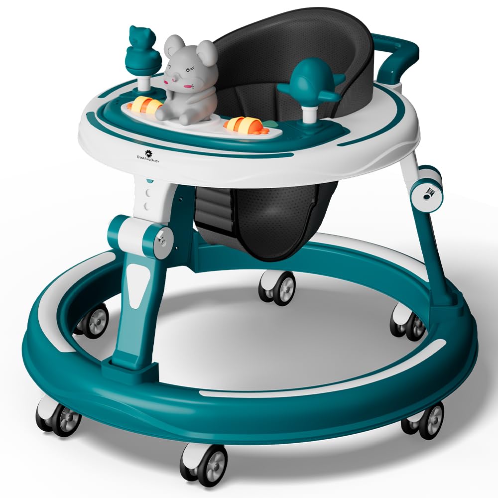 StarAndDaisy 360 Baby Walker 6-24 Months / 7 Level Height Adjustment Walker for Kids Boy and Girl with Switchable Food & Musical Toy Tray/Premium Baby Activity Walker