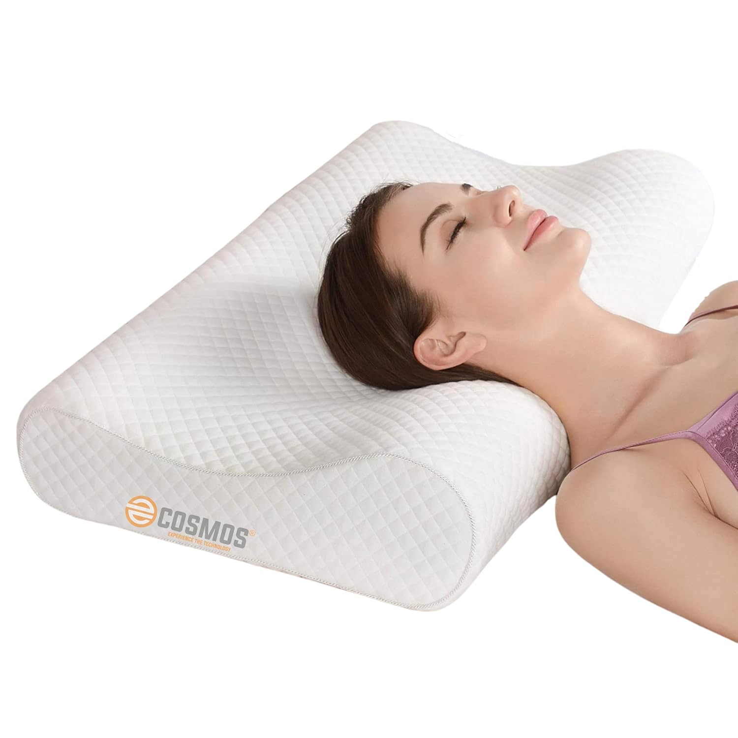 E-COSMOS Memory Foam Pillow, Orthopedic Pillow for Neck Pain Cervical Contour Memory Foam Pillow,Orthopedic Neck Pillow with Washable Cover, Bed Pillows for Side, Back, Stomach Sleepers