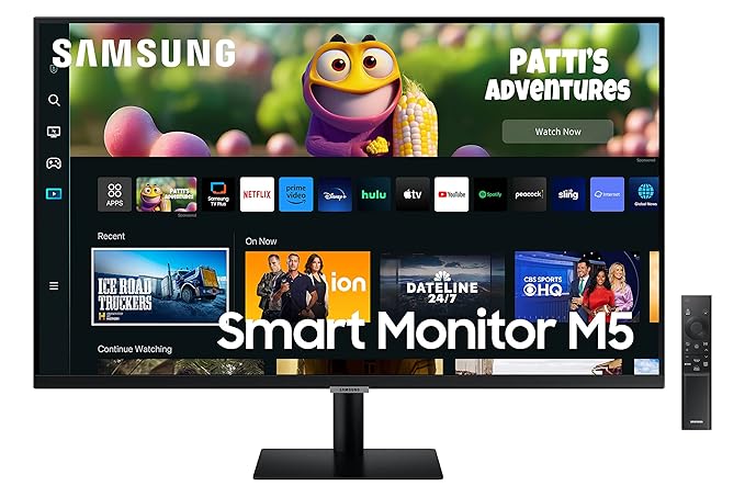 Samsung 32-Inch(80cm) LCD M5 FHD Smart Monitor, Mouse & Keyboard Control, Smart TV Apps, IOT Hub, Office 365, Apple Airplay, Dex, Speakers, Remote, Bluetooth (LS32CM500EWXXL, Black)